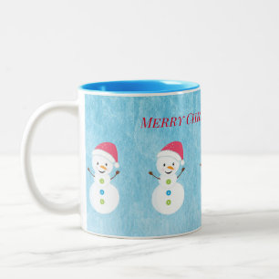 Caneca De Café Em Dois Tons Texto de Nome Personalizado do Snowmen de Natal