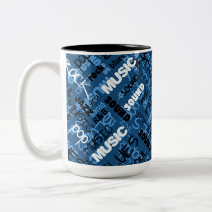 Caneca De Café Em Dois Tons Texto musical Blue Rock Pop R & B Mug
