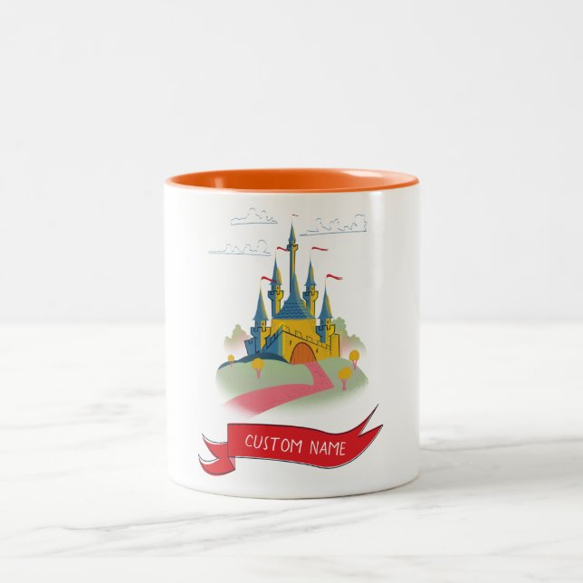 Caneca De Café Em Dois Tons Texto Personalizado do Castelo Fantasy (Centro)