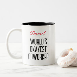 Caneca De Café Em Dois Tons Texto personalizado do colaborador mais agradável