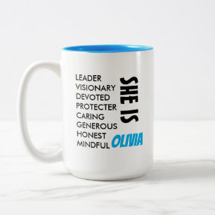CANECA DE CAFÉ EM DOIS TONS TEXTO PERSONALIZADO SIMPLES E ESTILOSO NOME ESPOSA
