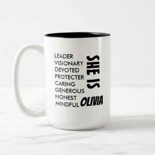CANECA DE CAFÉ EM DOIS TONS TEXTO SIMPLES PERSONALIZADO NOME ESPOSA/MÃE PRESEN