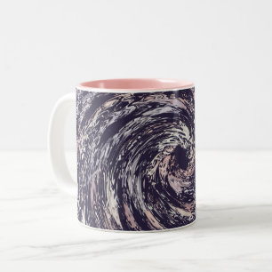 Caneca De Café Em Dois Tons Textura abstrata do redemoinho