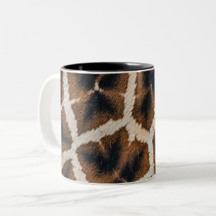 Caneca De Café Em Dois Tons textura da pele do animal girafa couro selvagem pa