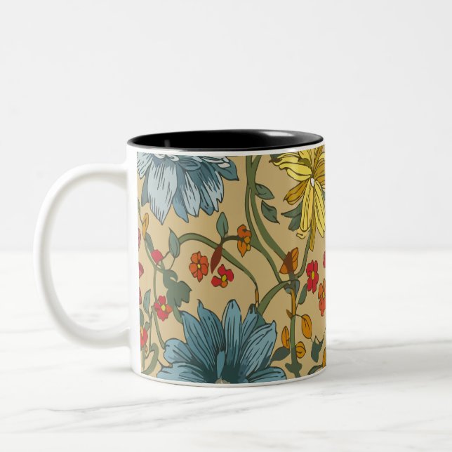 Caneca De Café Em Dois Tons Textura das flores (Esquerda)