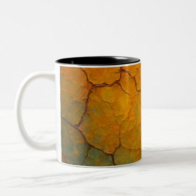 Caneca De Café Em Dois Tons Textura de Abstrato da Terra rachada (Esquerda)