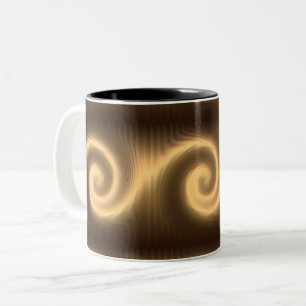 Caneca De Café Em Dois Tons textura espiral dourada abstrata