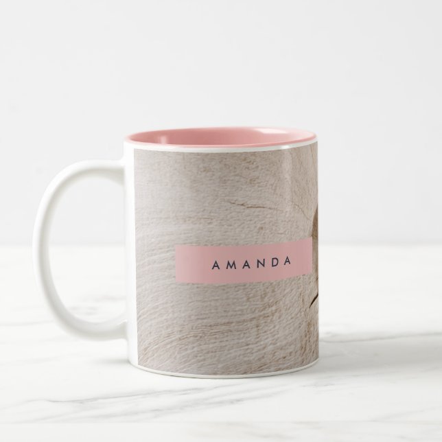 Caneca De Café Em Dois Tons Textura personalizada de grão de madeira natural (Esquerda)