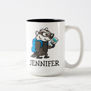 Caneca De Café Em Dois Tons Texugo Selfie do filho do baby-boom do guaxinim