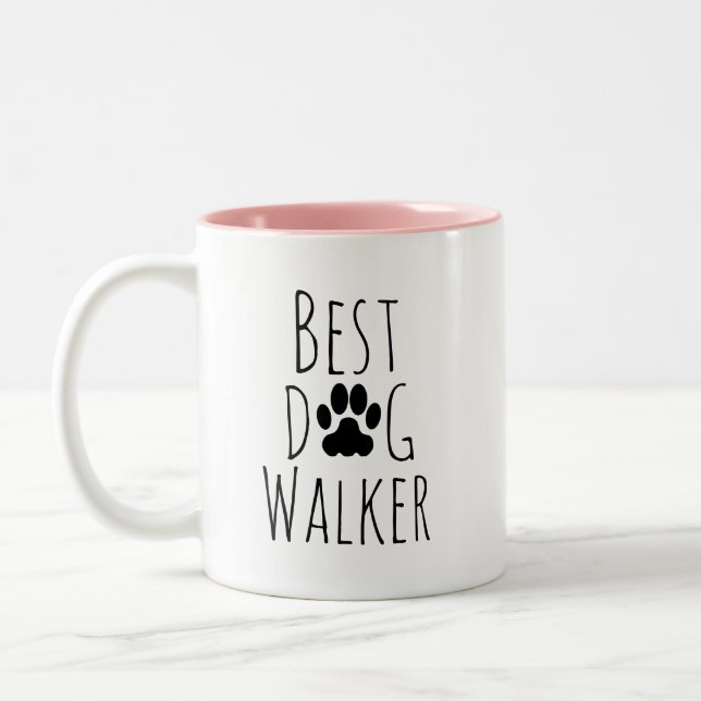 Caneca De Café Em Dois Tons The best dog walker ever. (Esquerda)