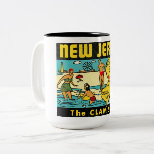 Caneca De Café Em Dois Tons The Clam State, New Jersey, Vintage