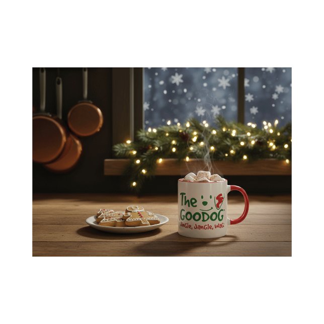 Caneca De Café Em Dois Tons The Goodog™ Smiling Dog Silhouette Christmas (Criador carregado)