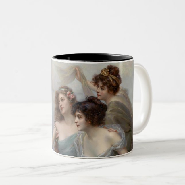 Caneca De Café Em Dois Tons "The Three Graces", de Edouard Bisson (Frente Esquerda)