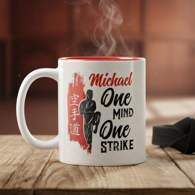 Caneca De Café Em Dois Tons The Way of Karate - Brushstroke Power (Criador carregado)