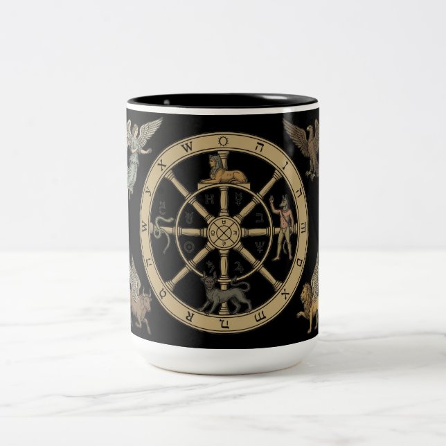 Caneca De Café Em Dois Tons The Wheel of Fortune Tarot (Centro)