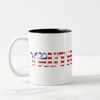 Caneca De Café Em Dois Tons The word " Truth" with American flag