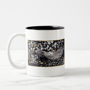 Caneca De Café Em Dois Tons Theo Van Hoytema Retro Peacock Clip Art Black and