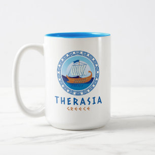 Caneca De Café Em Dois Tons Therasia, Grécia naval grego Design