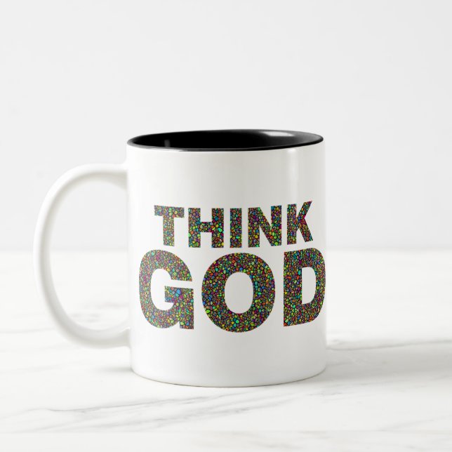 Caneca De Café Em Dois Tons Think God Dieu Cadeau idée de cadeau (Esquerda)