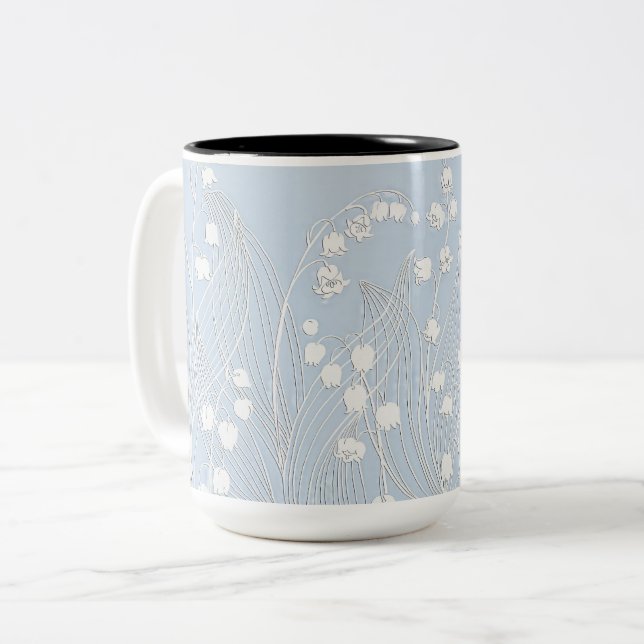 Caneca De Café Em Dois Tons Three Dimensional Lily of the Valley Flowers Mug (Frente Esquerda)