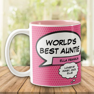 Caneca De Café Em Dois Tons Tia Mais Incrível do Mundo Tia Divertida Quadrinho