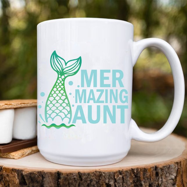 Caneca De Café Em Dois Tons Tia Maravilha/Tia Sereia Incrível (Mer-mazing Aunt / Amazing Mermaid Auntie Two-Tone Coffee Mug)