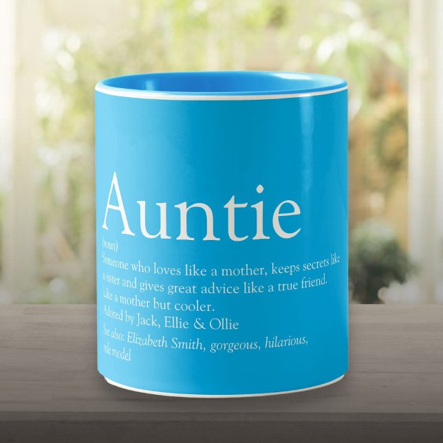 Caneca De Café Em Dois Tons Tia Moderna Incrível Definição Tiazinha (Modern Cool Best Ever Aunt Auntie Definition Two-Tone Coffee Mug)