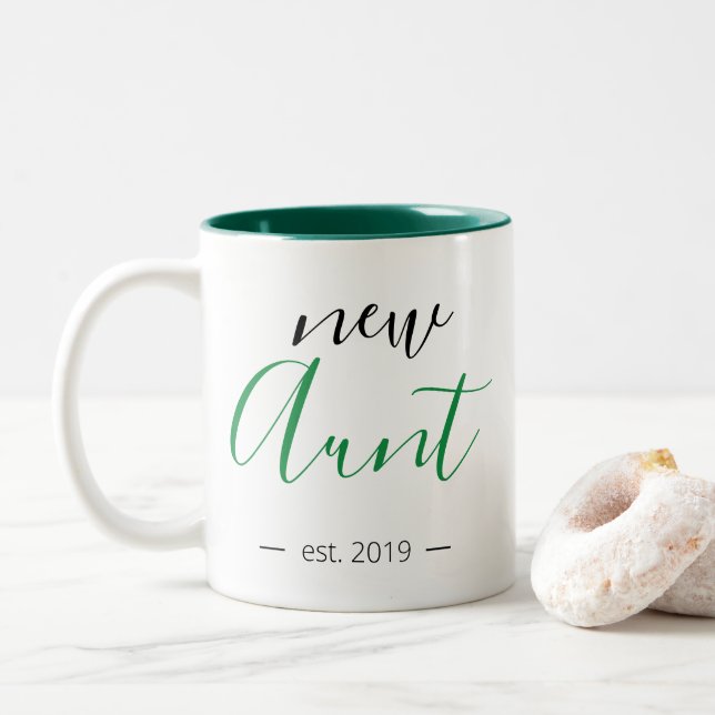 Caneca De Café Em Dois Tons Tia Nova Menina Moderna Personalizada (Com Donut)