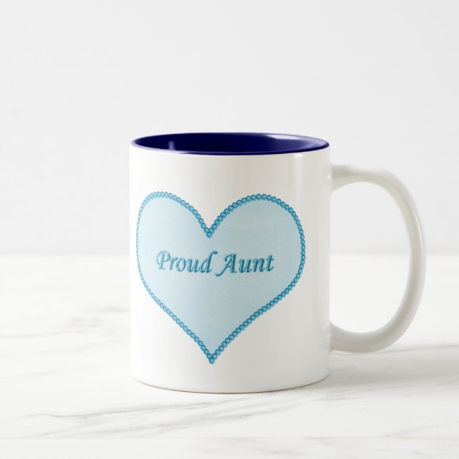Caneca De Café Em Dois Tons Tia Orgulhosa Mug, Azul (Direita)