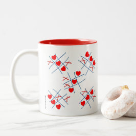 Caneca De Café Em Dois Tons Tic-Tac-Tac-Toe Pattern Mug De Coração De Namorado