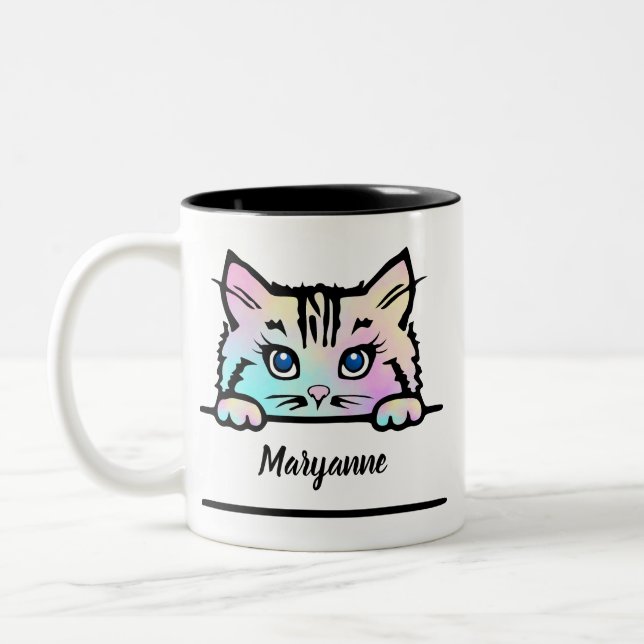 Caneca De Café Em Dois Tons Tie Dye Gatinho Mug (Esquerda)