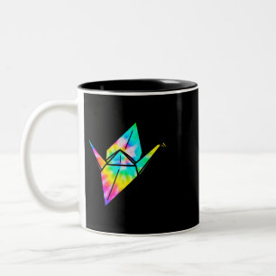 Caneca De Café Em Dois Tons Tie Dye Origami Paper Crane