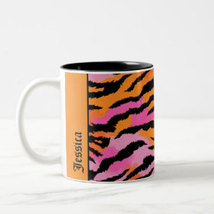 Caneca De Café Em Dois Tons Tiger Stripes Animal Imprimir Colorido y2k Nome Ch