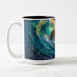 Caneca De Café Em Dois Tons Tigers Surfing Space Design por Rich AMeN Gill