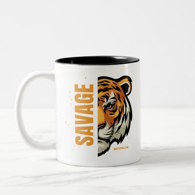 Caneca De Café Em Dois Tons Tigre (Esquerda)