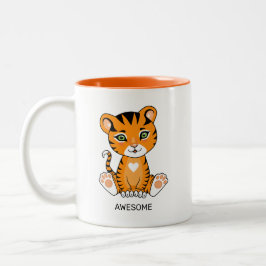Caneca De Café Em Dois Tons Tigre Bebe Animal Selvagem Cartoon