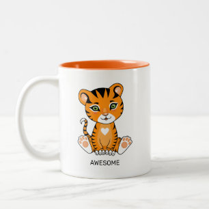 Caneca De Café Em Dois Tons Tigre Bebe Selvagem Animal Cartoon