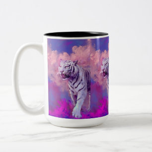 Caneca De Café Em Dois Tons Tigre Branco em Sonhos Violeta