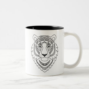Caneca De Café Em Dois Tons Tigre branco inspirado