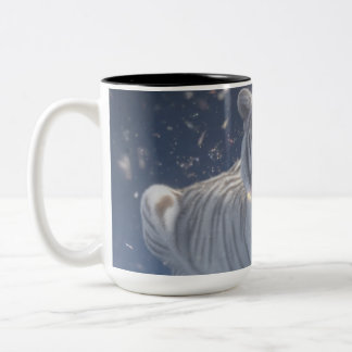 Caneca De Café Em Dois Tons Tigre Branco Sob a Luz das Estrelas
