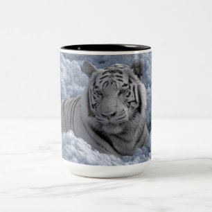 Caneca De Café Em Dois Tons Tigre Branco Sonhador – Presente Especial para Ama