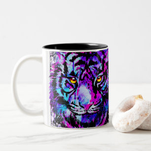 Caneca De Café Em Dois Tons Tigre Coffee Mug   Duas Rostos De Tigre