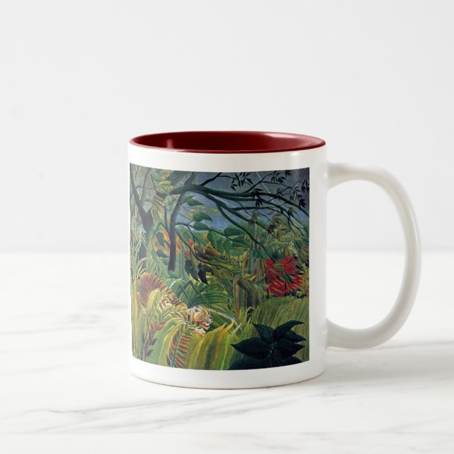 Caneca De Café Em Dois Tons Tigre em tempestade tropical (surpreendido) (Direita)