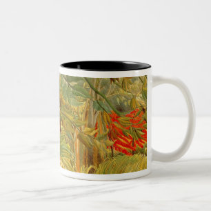 Caneca De Café Em Dois Tons Tigre em uma tempestade tropical 1891