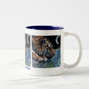 Caneca De Café Em Dois Tons Tigre & lua da fantasia