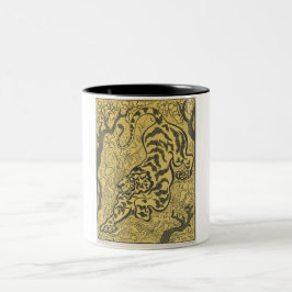 Caneca De Café Em Dois Tons Tigre na selva (animal selvagem) (por Paul Ranson)