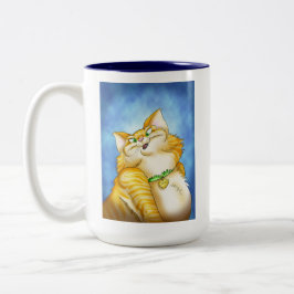Caneca De Café Em Dois Tons Tigre o gato feliz