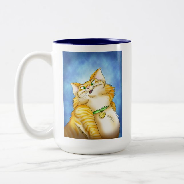 Caneca De Café Em Dois Tons Tigre o gato feliz (Esquerda)