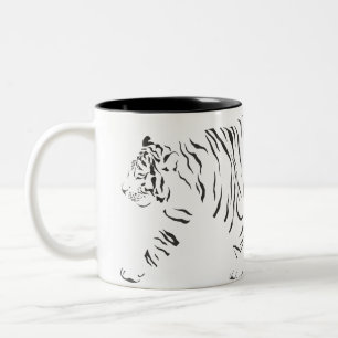 Caneca De Café Em Dois Tons Tigre preto e branco