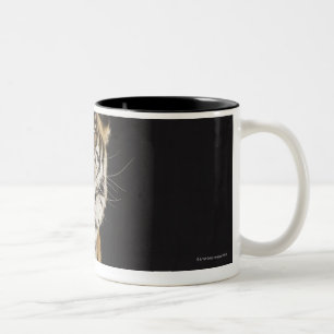 Caneca De Café Em Dois Tons Tigre que senta-se na plataforma